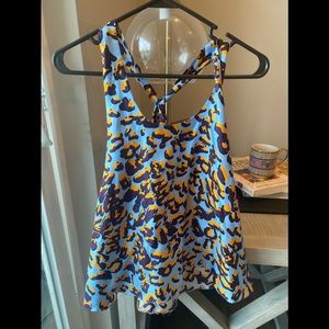 100% silk chemise NWT MSGM Milano Leopard cheetah Print Tank top Tie Back Halter